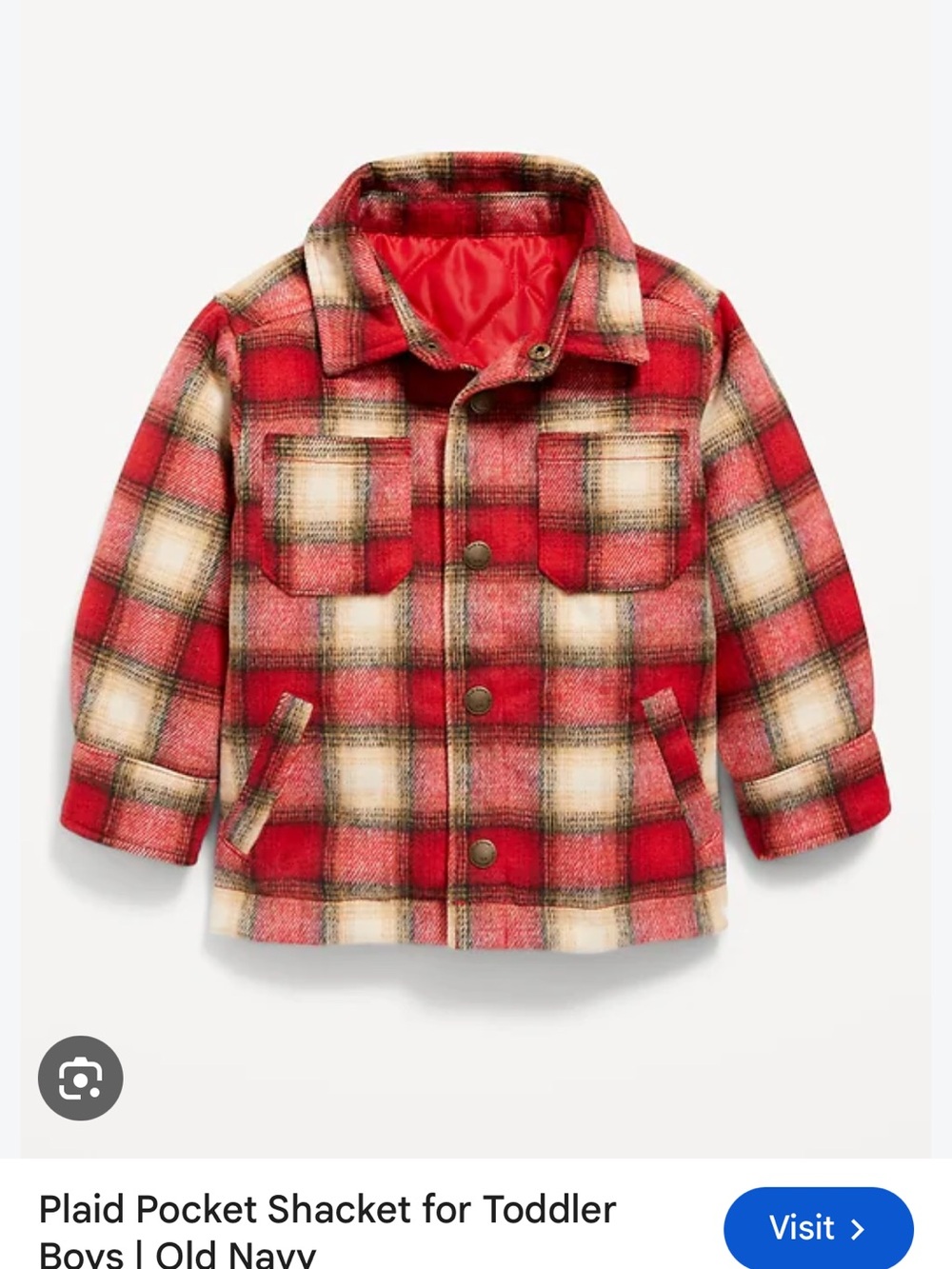 Old Navy NWT Plaid Pocket Shacket for Toddler Boys